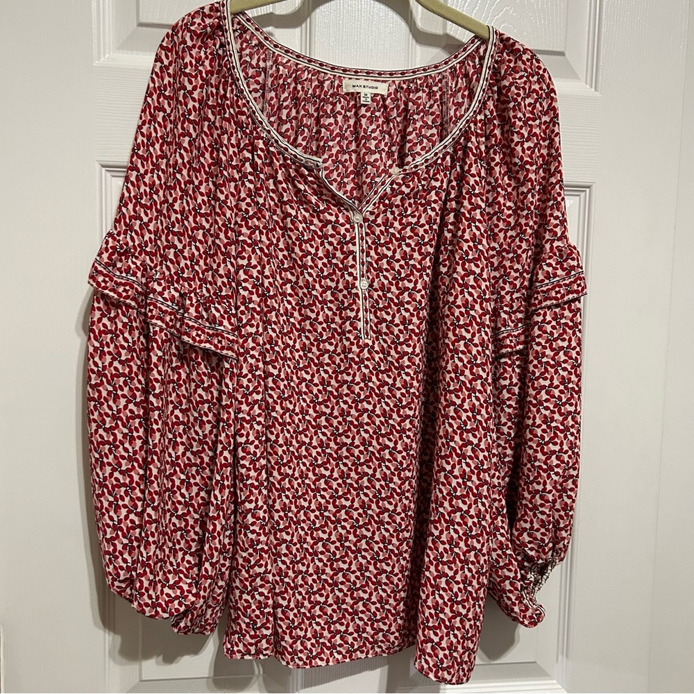 Max Studio Red Print Blouse